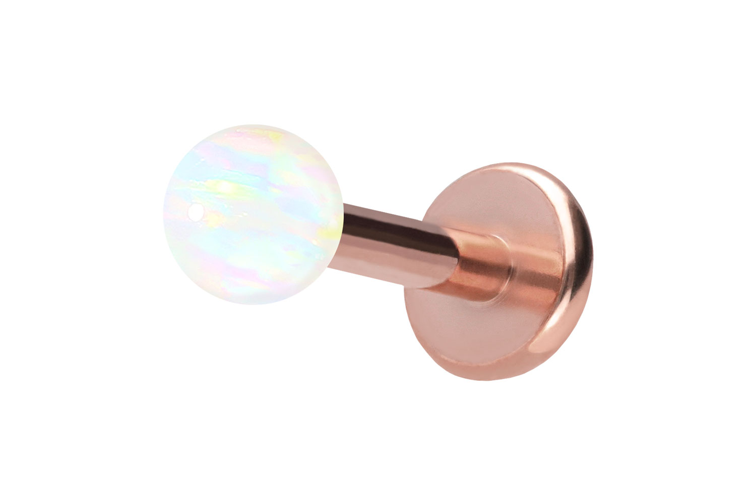 Titan Labret Piercing mit Push Fit SYNTHETISCHER OPAL